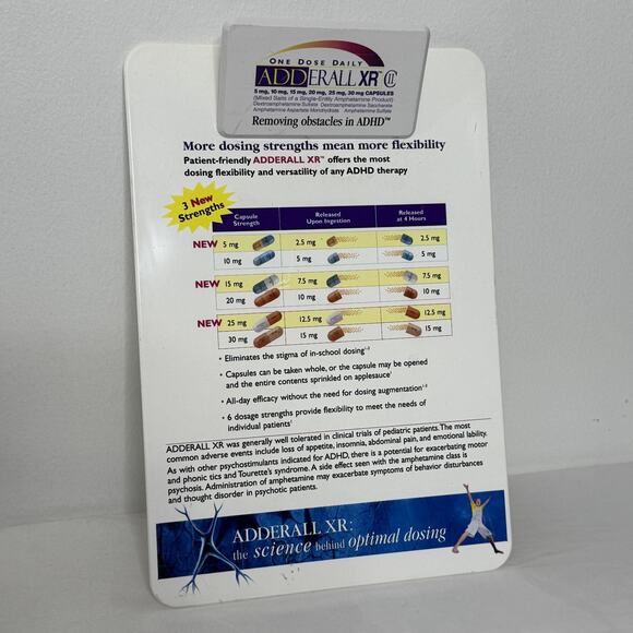 Vintage 2002 Adderall XR Promo Promotional Clipboard ADHD Advertising Doctor - Picture 1 of 6